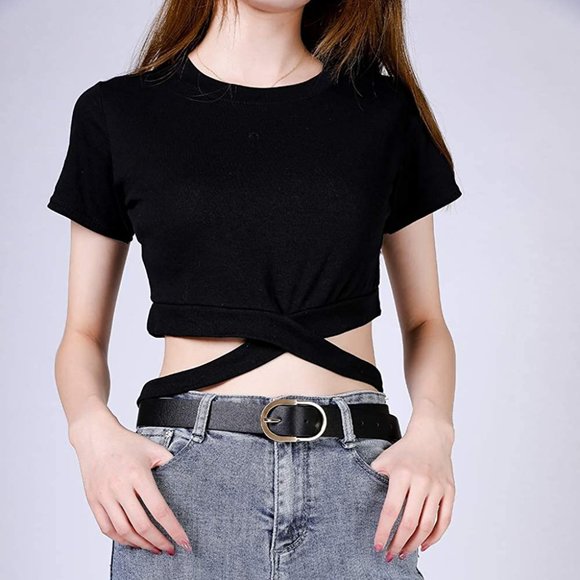 Womens Belts for Jeans Faux Leather Strap
